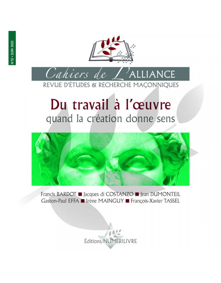 Couverture Les Cahiers de l'Alliance N°12 - Du travail à l'œuvre
