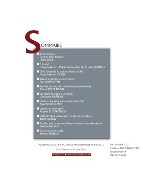 Sommaire Les Cahiers de l'Alliance N°19 - De la Fraternité au Care et même au delà...